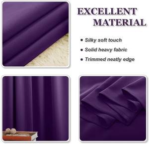 Cortinas opacas moradas de primera calidad con aislamiento térmico y reducción de ruido con parte superior de bolsillo de varilla para cortinas de oscurecimiento de habitación de dormitorio - Product Image 2