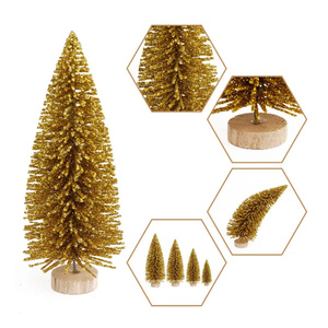 Vente d'usine Artificielle <span class=keywords><strong>Mini</strong></span> Arbre De Noël Base <span class=keywords><strong>En</strong></span> <span class=keywords><strong>Bois</strong></span> Miniature Neige Pin Arbre pour La Décoration - Product Image 5