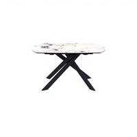 Table extensible de petite taille pour 6 personnes, design simple pour appartement, avec plateau en céramique brillant de 11 mm, mobilier de bureau à domicile