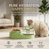 Fontaine à eau et gamelle automatiques 2-en-1 pour chat, ultra silencieuses, avec système de filtration, sans BPA