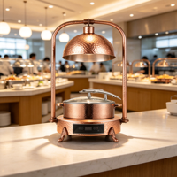 Lampe chauffante électrique commerciale en acier inoxydable or rose à motif martelé pour hôtel et restaurant