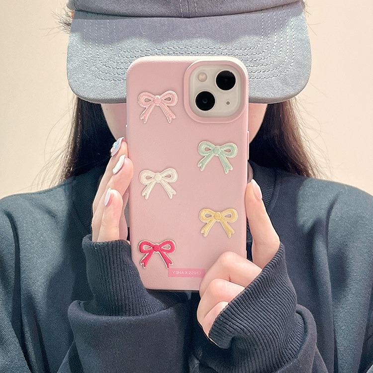 Pink 3D Embroidered Colorful Bow