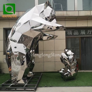 Sculpture personnalisée d'ours en acier inoxydable pour maman et enfant Statue d'animal en métal - Product Image 4