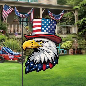 Drapeau solaire LED toutes saisons résistant aux intempéries 12x18 Panneau de bienvenue de jardin en toile de jute double face pour l'extérieur Drapeau du Jour de l'Indépendance - Product Image 3