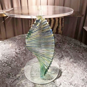 JS AC02 màu xanh lá cây Acrylic vỏ ốc xà cừ bảng bên rõ ràng trắng nhỏ Bàn cà phê Vòng 50cm Phật Sơn đồ nội thất trong giá bán buôn - Product Image 2