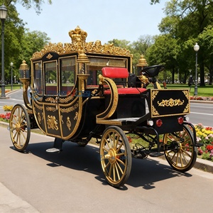 Black Royal Horse Carriage Wagon Electric Carriage Leisure Electric Pumpkin Horse Drawn Carriage Price Red Seat - Product Image 5