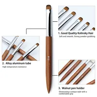 Pinceau à ongles français de haute qualité, manche en bois, nylon, pour dessin, strass, gel, peinture, outil de manucure 8-16