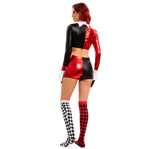 Ensemble de costume sexy de clown <span class=keywords><strong>Harley</strong></span> <span class=keywords><strong>Quinn</strong></span> avec haut court - Tenue de cosplay pour spectacle de scène d'Halloween - Product Image 5