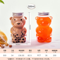 500ml ours bouteille Transparent mignon plastique de qualité alimentaire pour jus café lait Soda Champagne boissons énergisantes avec paille prix