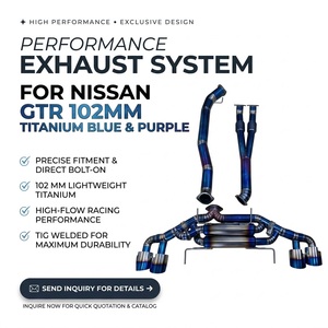 ท่อไอเสีย Vortex 102 มม. สีไทเทเนียมม่วงน้ำเงิน แบบมีวาล์ว สำหรับรถยนต์นิสสัน GT-R R35 พร้อมตัวเก็บเสียงสองชั้น ระบบปลายท่อไอเสียแบบควอดเบิร์นท์ - Product Image 1