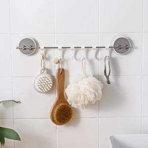 Étagère murale sans trace avec six crochets en acier inoxydable, sans perçage, pour organiser les vêtements et les ustensiles de cuisine et de salle de bain - Product Image 5