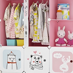 Armadio Modulare in Plastica <span class=keywords><strong>per</strong></span> Bambini, Armadio Appendiabiti con <span class=keywords><strong>Scarpiera</strong></span> Organizzatore <span class=keywords><strong>per</strong></span> Camera da Letto - Product Image 6