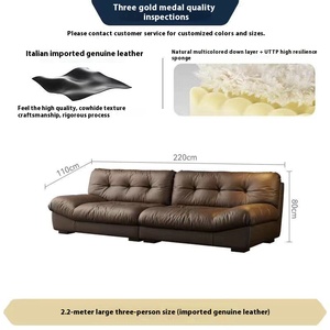 Sofá de cuero en la nube Sala de estar Minimalista italiano Apartamento grande y pequeño Sofá de diseño <span class=keywords><strong>Muebles</strong></span> - Product Image 4