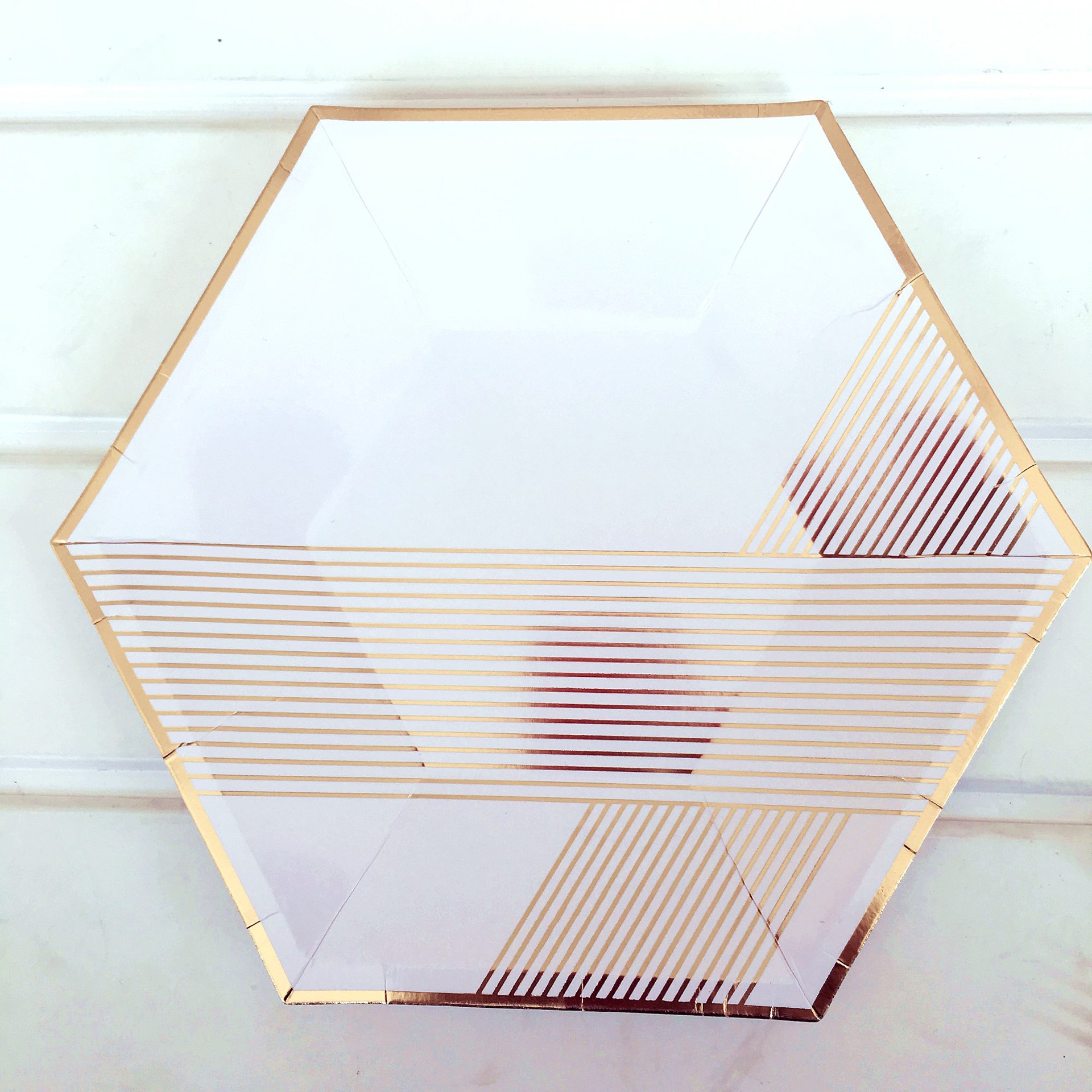 8pcs 10 " (26cm) hexagone feuille d'or rayures plaques de papier