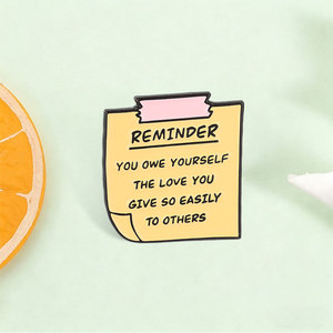 Épinglette en émail personnalisée avec citation sur l'amour-propre, badge métallique inspirant, épinglette de revers, cadeau de bijoux créatif - Product Image 1