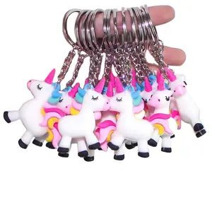 (Bán buôn) phim hoạt hình kỳ lân Keychain, mềm PVC figurine Keyring búp bê, Unicorn Mặt dây chuyền móc chìa khóa đồ chơi cho trẻ em Quà tặng