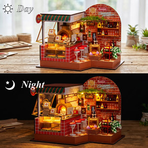 Kit de Casa en Miniatura DIY, Modelo de Arquitectura de Restaurante de Madera, Casa de <span class=keywords><strong>Pizza</strong></span> Feliz, Juguete de Regalo para Adolescentes - Product Image 3
