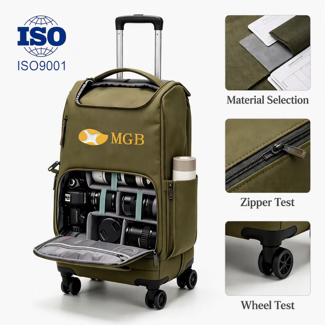 Camera Trolley Backpack 600D Oxford Fabric Waterproof Rolling Camera Bag With Wheels Spinner Carry-On Suitcase OEM ODM Bsci