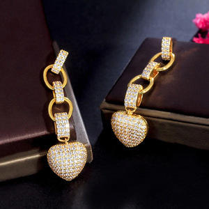 Eleganti Orecchini Pendenti a Cuore per Donne, Orecchini con Pietre Scintillanti, Gioielli da Indossare Quotidianamente, Regalo, Vendita all'Ingrosso - Product Image 4