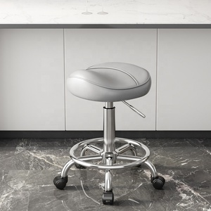 Round Rolling <b>Stool</b> Chair PU Leather Height Adjustable Swivel Drafting Work SPA Shop Salon <b>Stools</b> - Product Image 2