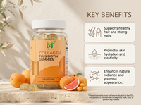 Gummies de collagène OEM 60 unités - Peptides de type 1 et 3 pour femmes + Biotine, Vitamines C, E et Zinc