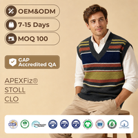Gilet pull homme personnalisé anti-rides respirant à rayures avec logo brodé style Old Money automne col en V style preppy