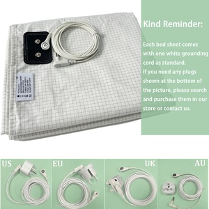 10% <strong>Silver</strong> Fiber and 90% Organic Cotton Grounding Flat Sheets Plaid Style Earthing Bed Sheet <strong>Bedding</strong> for Healthy Sleep at Home - Product Image 5