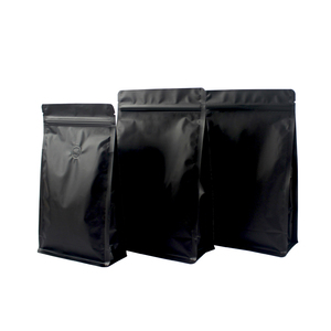 Kho 0.5 LB 1 lb cà phê đóng gói túi Matte đen nhựa tám bên Zip khóa dưới miếng vải hình tam giác Pouch cà phê đóng gói với van - Product Image 1