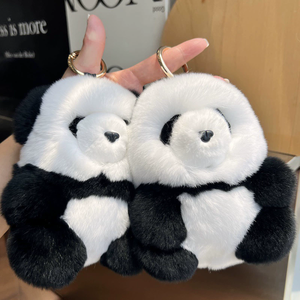 15cm <span class=keywords><strong>Panda</strong></span> muñeco de peluche mujer bolso adornos lindo Real Rex piel <span class=keywords><strong>Panda</strong></span> coche llavero lindo oso coche llavero moda chicas <span class=keywords><strong>Gif</strong></span> - Product Image 5