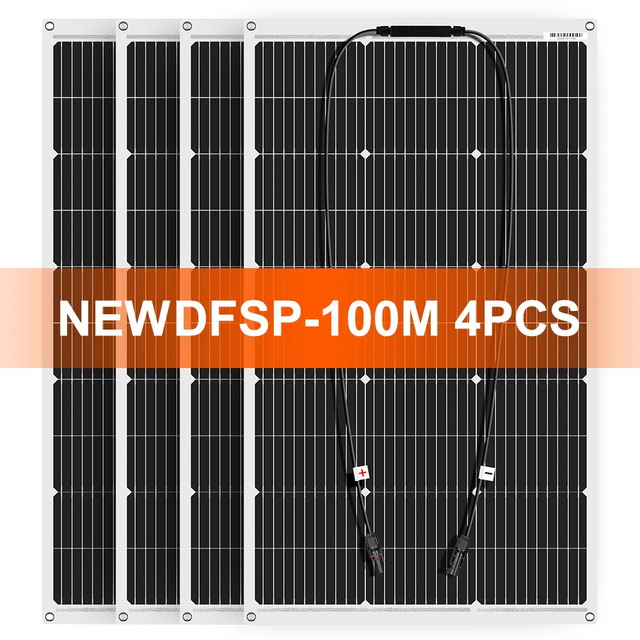 Dokio  EU Stock  Flexible Solar Panel 4PCS 100W  Suitable for Camping, RV Installation Can Charge 12V Battery
