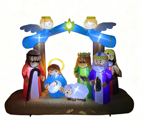Crèche <span class=keywords><strong>de</strong></span> Noël gonflable <span class=keywords><strong>de</strong></span> 7 pieds avec anges et moutons - Product Image 2