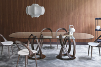 Table à manger ovale contemporaine en verre trempé et acier inoxydable pour ensembles de salle à manger – Vente en gros