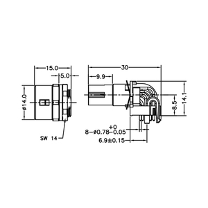 Conector de montaje SIGNAL M12 Código Y Potencia impermeable + Sensor de señal Conectores macho Conector M12 - Product Image 5