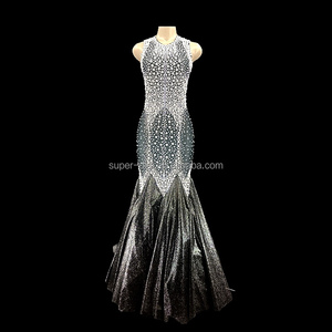 Robes <span class=keywords><strong>de</strong></span> mariée en diamants, robe en perles, <span class=keywords><strong>costume</strong></span> <span class=keywords><strong>de</strong></span> scène <span class=keywords><strong>de</strong></span> luxe pour chanteuse - Product Image 2