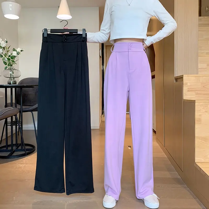 महिलाओं की पतलून नई 2021 नई वसंत और शरद ऋतु प्लस आकार टांगना उच्च कमर व्यापक-पैर पैंट महिलाओं शरद ऋतु आकस्मिक mopping सूट पैंट