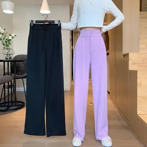 Women der hosen neue 2021 neue frühjahr und herbst plus größe drape hohe taille breite bein hosen frauen herbst casual wischen anzug hosen