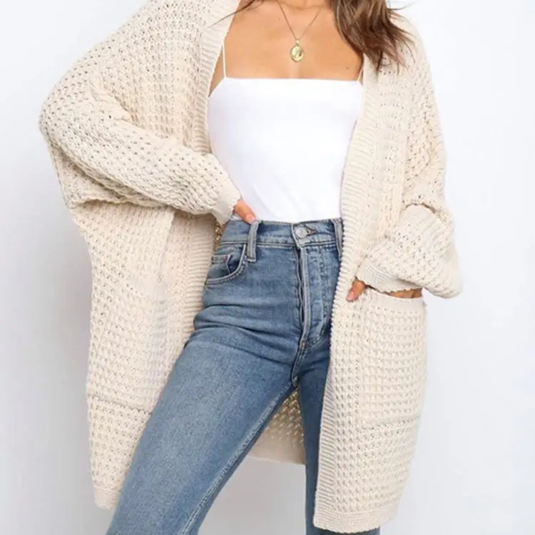 Factory Wholesale Large Size Women'S Sweater Knitted Loose Cardigan Sweater Coat