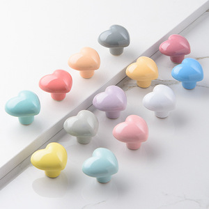 In-stock Heart-shaped Ceramic Drawer Pulls Childrens Wardrobe Handles Adhesive Minimalist Cabinet <strong>Door</strong> <strong>Knobs</strong> New Chinese - Product Image 1