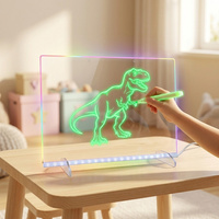 Tablero de Notas LED de 35 x 25 cm, Tablero de Mensajes Iluminado con 8 Colores, 6 Modos, Soportes y Kit para Colgar, para Venta al por Mayor y Menor