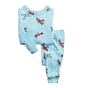 Conjunto de pijama estampado de avião aero, pijama para crianças, meninos, roupa de dormir, manga longa, casual, roupa de casa