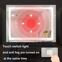 Miroir de salle de bain anti-buée avec éclairage LED rectangulaire intelligent pour hôtel de luxe, design latéral, pour la maison
