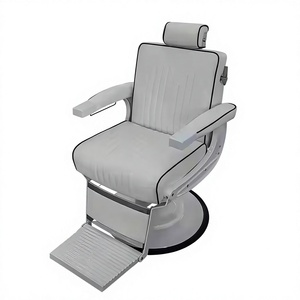 Silla de Barbero Hidráulica de Cuero Sintético Blanco Resistente para Peluquería - Product Image 1