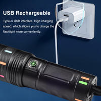 Lampe torche rechargeable étanche haute puissance blanche, faisceau longue portée, zoom télescopique multifonction pour le camping, les voyages et les activités de plein air