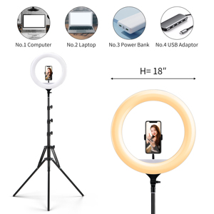 Tik Tok 18 pouces LED Selfie anneau de remplissage lumière de maquillage équipement de Studio de <span class=keywords><strong>photographie</strong></span> pour le streaming pour le maquillage et l'éclairage - Product Image 4
