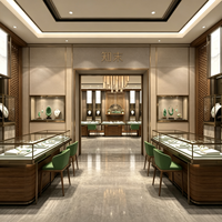 Vitrine à bijoux en bois massif et métal et design d'aménagement intérieur pour boutique de jade
