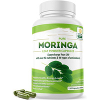 Capsules de poudre de feuilles de Moringa Ahualyn, 120 unités (500 mg), améliore la densité osseuse et la santé intestinale, complément alimentaire pour adultes