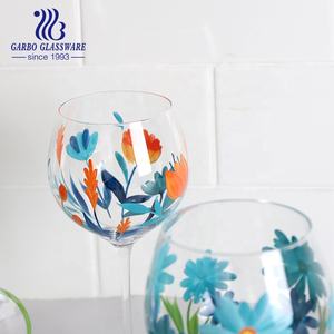 Petit mo coloré libellule fleur Artisan han-soufflé 15 oz verre nouveauté vin flûte pied verre à vin peint à la main 100 pièces - Product Image 4