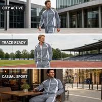 Conjunto Deportivo para Hombre, Tejido de Alto Rendimiento, Bloques de Color, Cuello Alto, Cierre Completo, Paneles en Contraste, Ropa Deportiva para Correr, Estilo Urbano, Hecho a Medida
