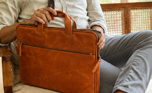 Full Grain Calf Leather Vintage Durable Large Capacity Laptop <b>Bag</b> for Men and Women Work 15 Inch - Product Image 4
