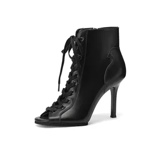 Stivali alla Caviglia in Vera Pelle Personalizzabili, <span class=keywords><strong>Sandali</strong></span> Estivi Sexy con Tacco Alto Sottile per Danza Jazz, Scarpe da Ballo con Punta Aperta per Donne - Product Image 4